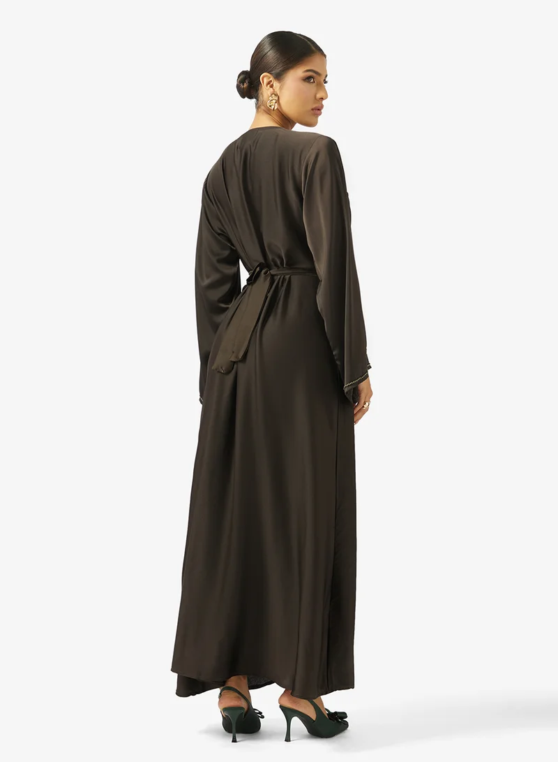 hayas closet  Floral Beaded Embroidery Work At Front Section  Jalabiya for Women | Best Price UAE